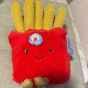 Squeeze Red Plush Sparkly Gold Fries Toy